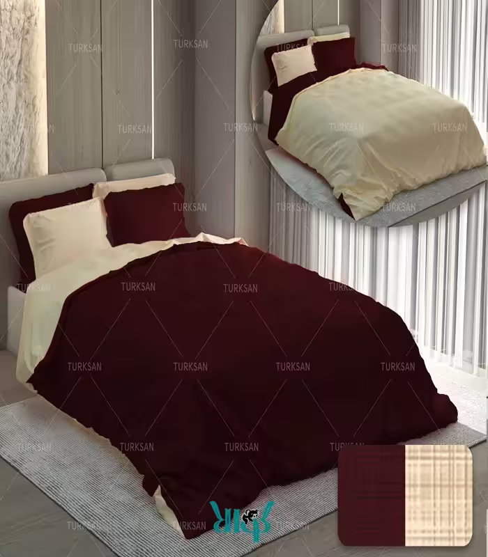 روتختی زرشکی کرم دورو دونفره ساده کد ts20