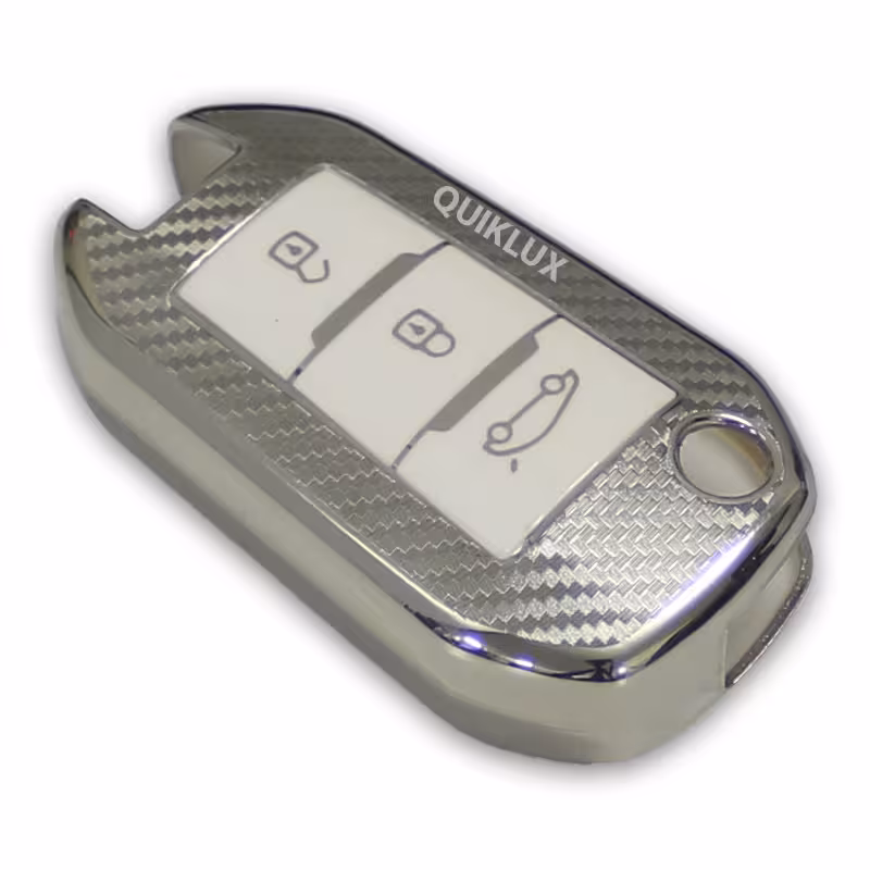 کاور سوییچ TPU طرح کربن تارا کلید خور لاکچری Mp – رنگ نقره ای سفید