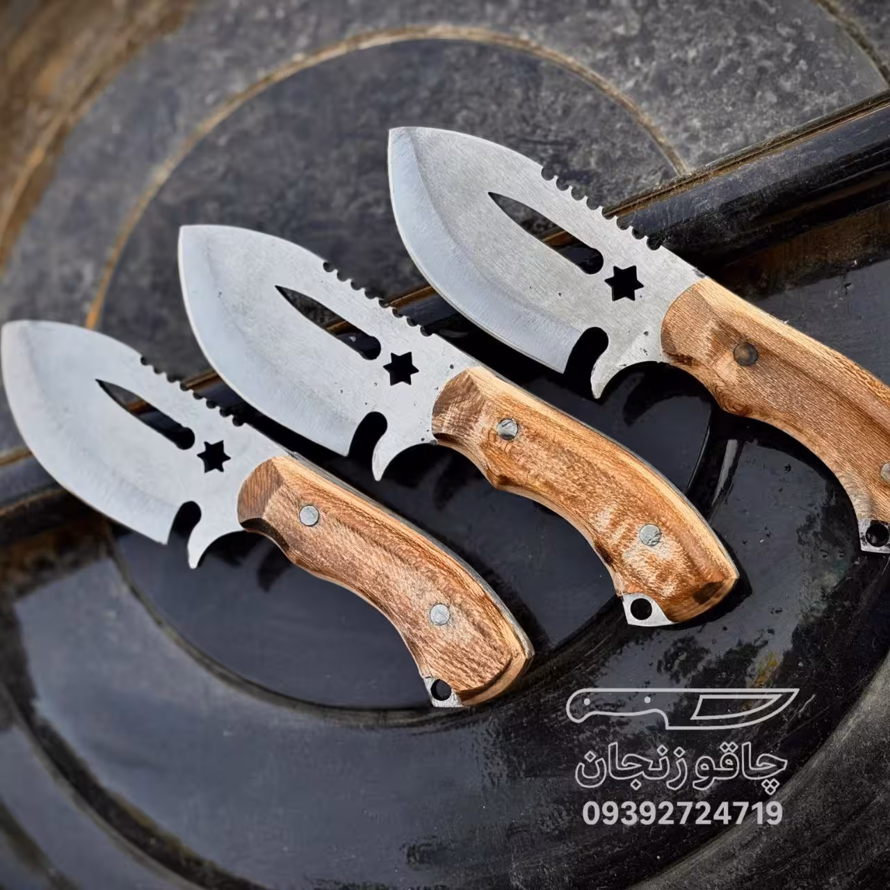 چاقو پوستکن سمباده ای طرح ستاره تیغه فولادی