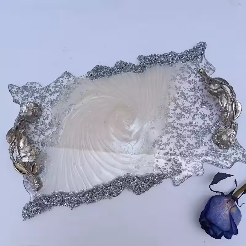 سینی پذیرایی مستطیلی رزینی طرح موج جدید و شیک