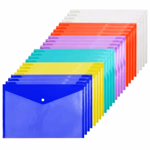 پوشه دکمه دار مدل A4 glassy بسته 24 عددی