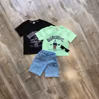 تیشرت و شلوارک اسپورت وارداتی مناسب 4تا12سال زیر قیمت خرید رنگ سبز و مشکی 