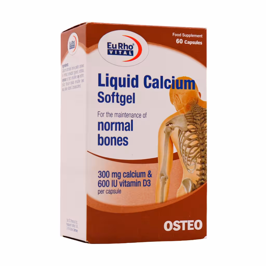 سافت ژل لیکوئید کلسیم یوروویتال 60عدد | Eurho Vital Liquid Calcium Softgel