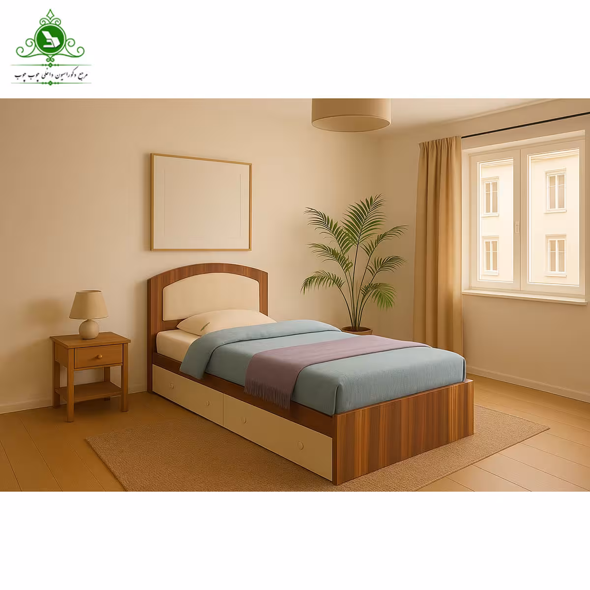 تخت خواب یک و نیم نفره مدل ساحل عرض 120
