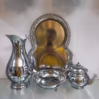 سرویس 4 پارچه سماور مدل ساده کروم