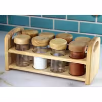 ست جا ادویه چوبی هشت تایی مستطیل تخت کد 99088 از برند لونا رابروود