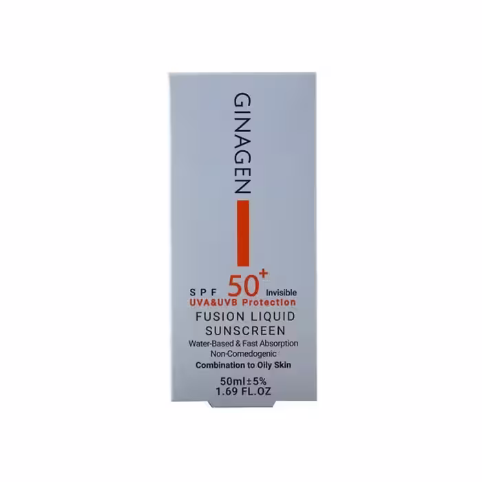 ضدآفتاب بی رنگ ژیناژن SPF50 مناسب پوست چرب و مختلط حجم 50 میلی لیتر