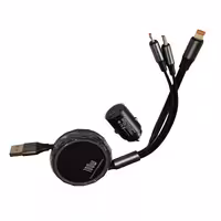 شارژر فندکی 100 وات مدل ML-100 به همراه کابل تبدیل USB به MicroUSB / لایتنینگ / USB-C