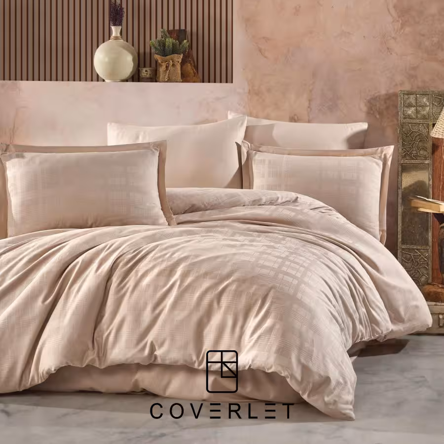 روتختی بژ کاوری طرح‌دار دونفره مدل Marsela