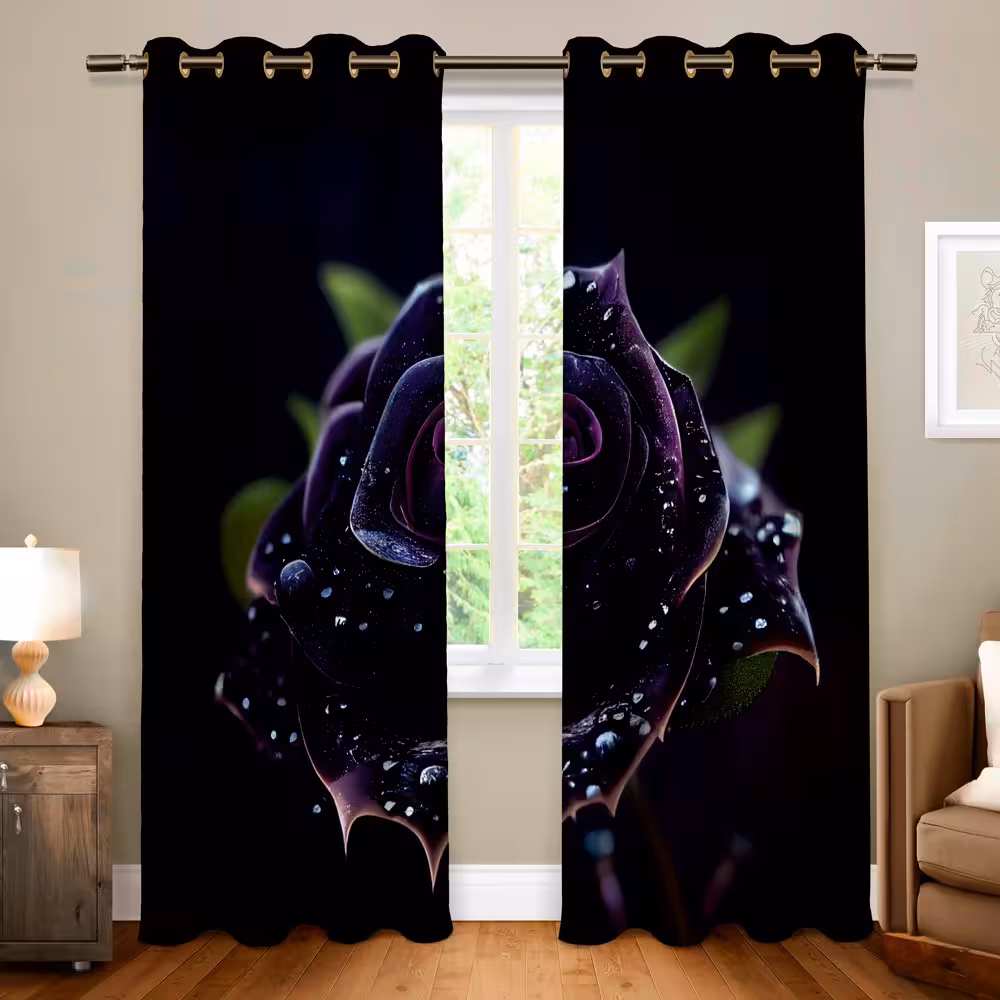 پرده پانچی کد 431 (طرح گل بنفش)