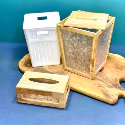 جادستمال وسطل رابروود درب دار به همراه کاور سطل