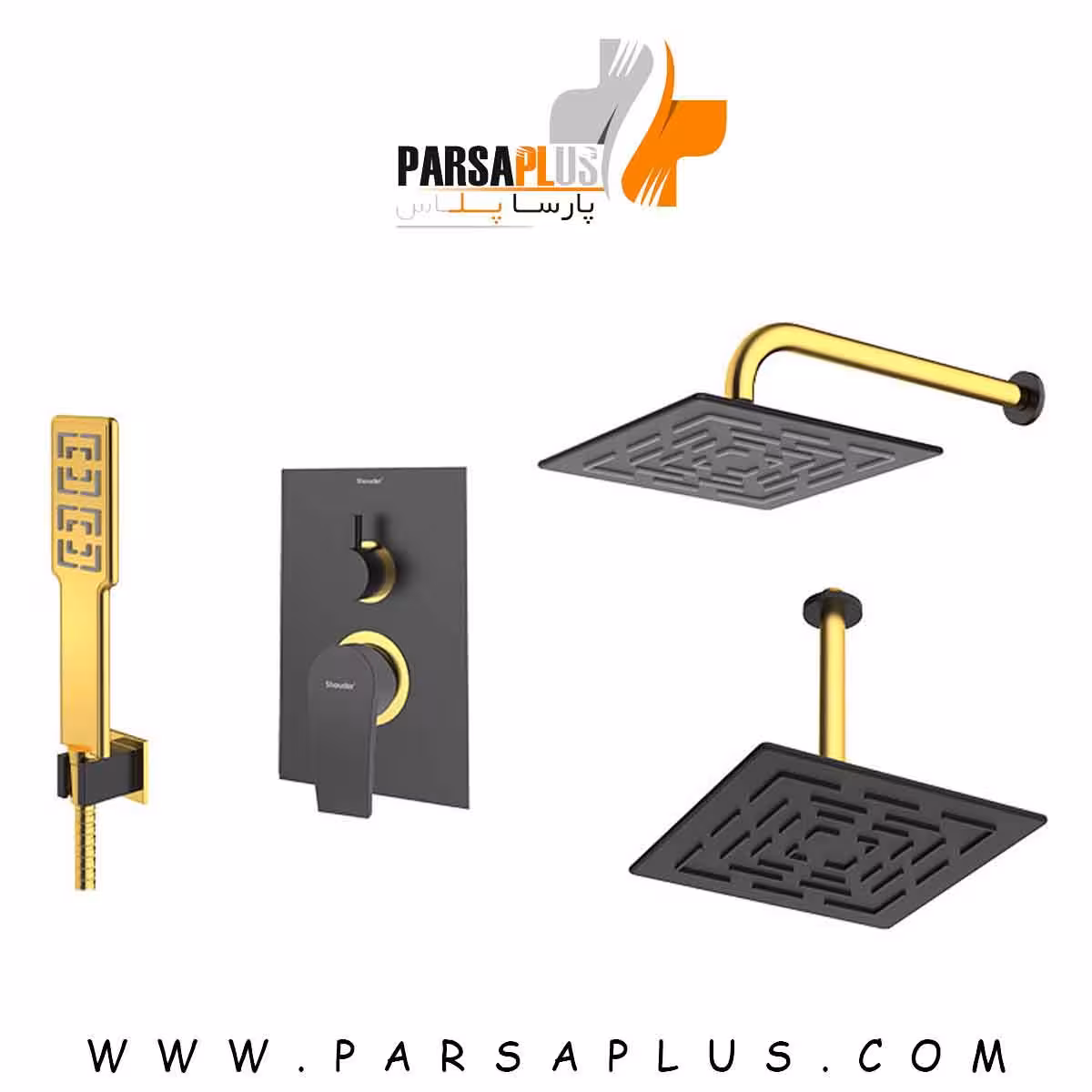 شیر حمام توکار شودر مدل رومر مشکی طلا