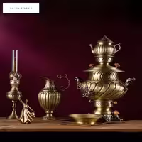 سماور گازی برنجی دست ساز 6 لیتری