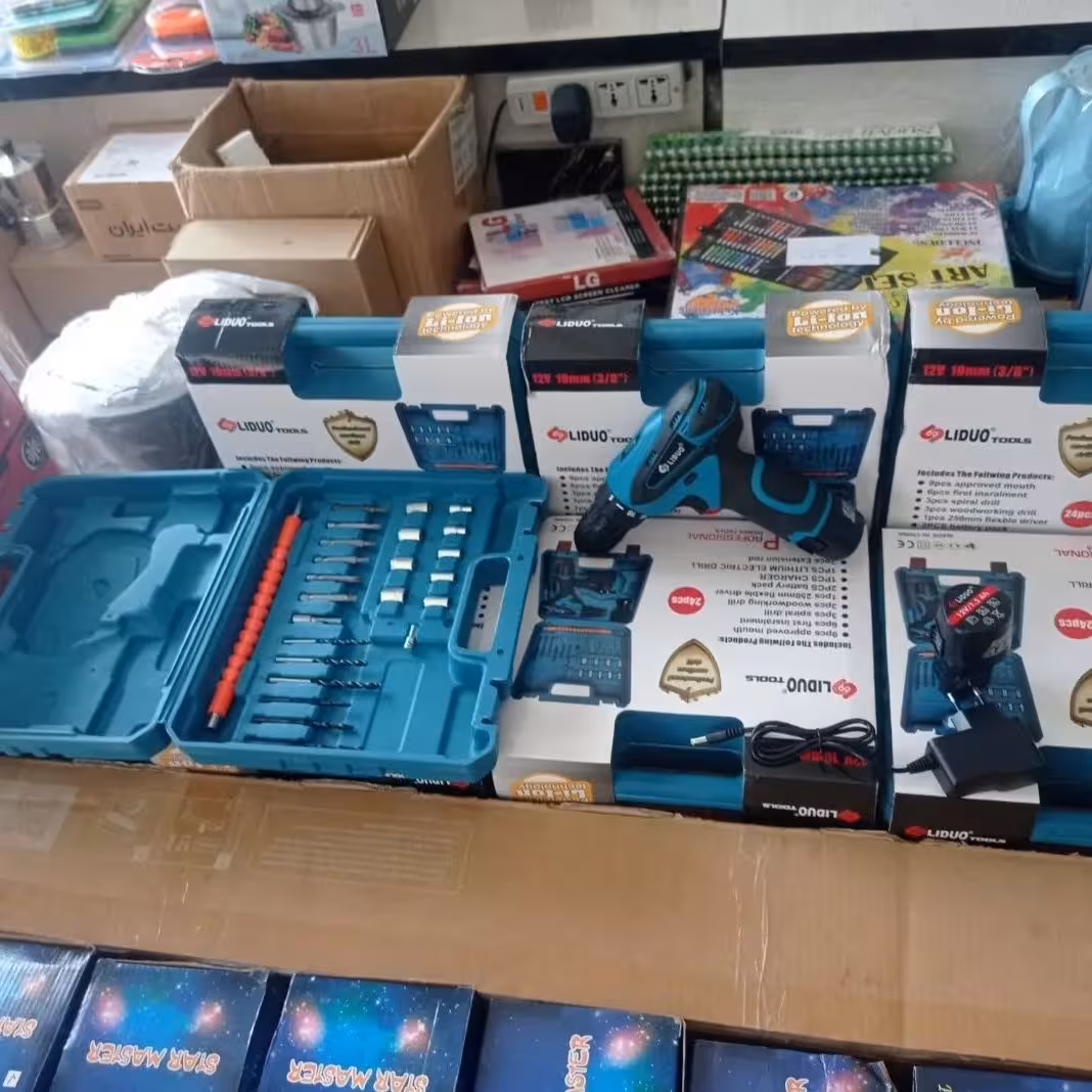 ست دریل و پیچ گوشتی و بکس شارژی برند لیدو حرفه ای