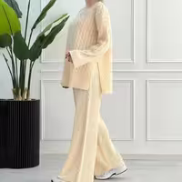 ست بافت بلوز و شلوار زنانه Gloria_Milky مدل 3721