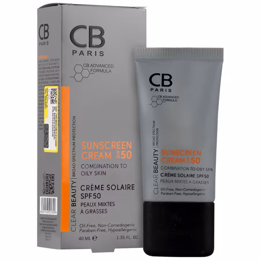 کرم ضد آفتاب SPF50 پوست مختلط تا چرب سی بی پاریس بی رنگ