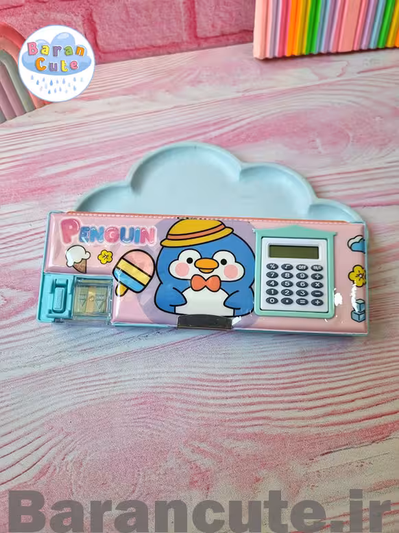 جامدادی کتابی مگنتی ماشین حساب دار طرح پنگوئن