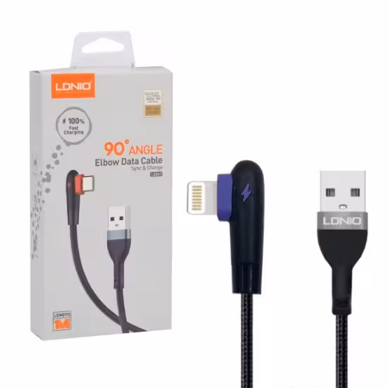 کابل آیفون (Lightning) طول 1 متر سری 90 درجه الدینیو (LDINIO) مدل LS561


