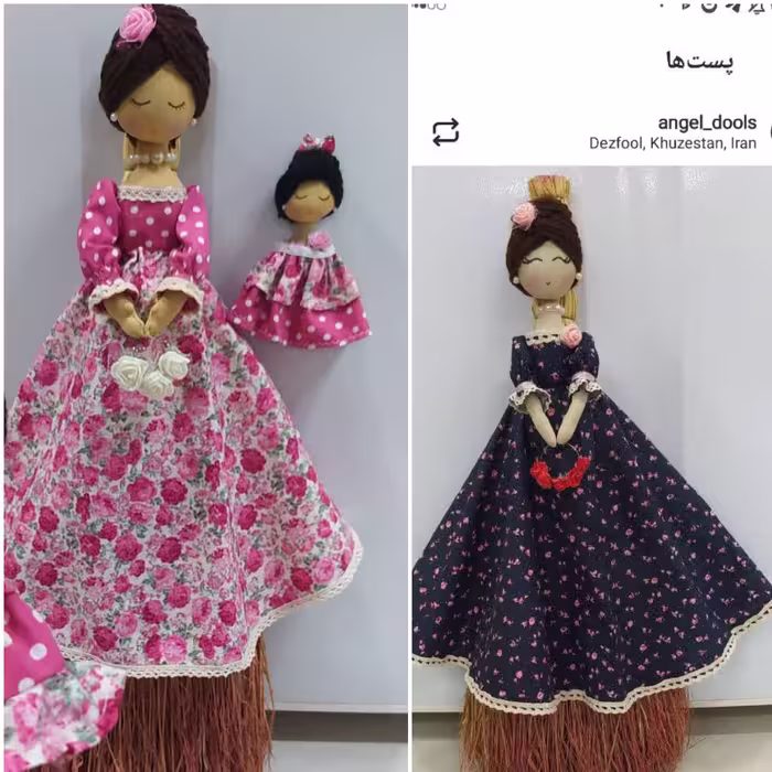 جاروی عروس مخصوص جهیزیه .در رنگهای دلخواه قابل اجراست .جنس عروسک روی جارو پارچه ای وکاملا دست ساز 