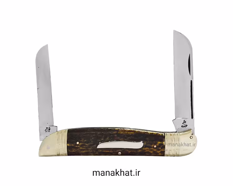 قلمتراش خیزران تراش دو تیغ یک سر مرغی 14 سانت دسته شاخ گوزن استاد جواد توسلی