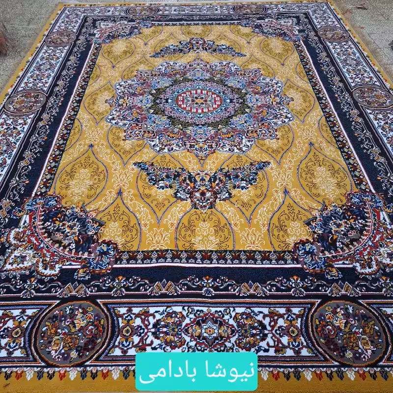 فرش ارزان قیمت ماشینی کاشان440شانه بی سی افBCFطرح نیوشابادامی12متری(باارسال رایگان)