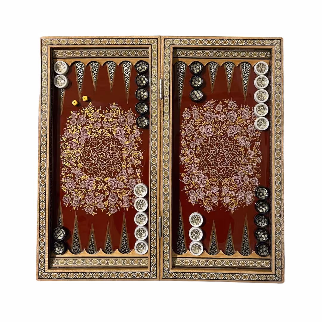 تخته نرد خاتم پرداز قرمز