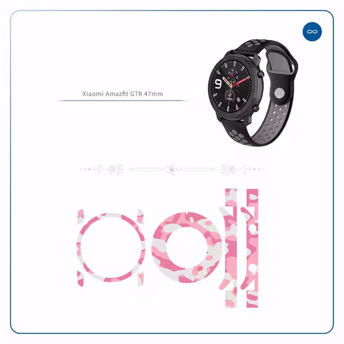 برچسب ماهوت طرح Army Pink مناسب برای ساعت هوشمند شیایومی Amazfit GTR 47mm