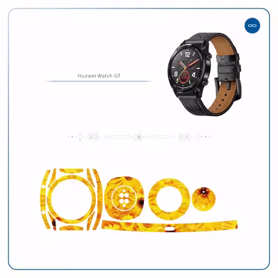 برچسب ماهوت طرح Yellow-Flower مناسب برای ساعت هوشمند هوآوی Watch GT