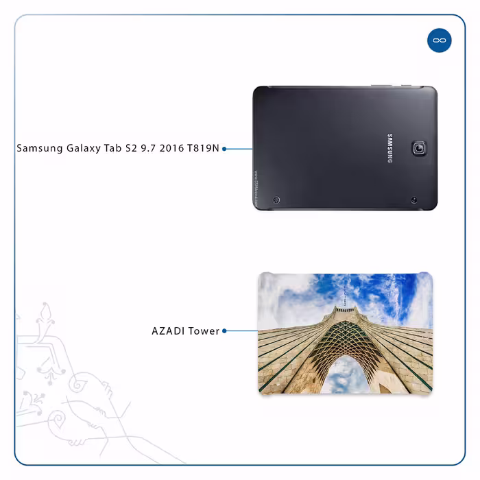 برچسب پوششی ماهوت مدل AZADI-Tower مناسب برای تبلت سامسونگ Galaxy Tab S2 9.7 2016 T819N