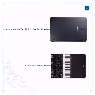 برچسب پوششی ماهوت مدل Piano-Instrument مناسب برای تبلت سامسونگ Galaxy Tab S2 9.7 2016 T813N