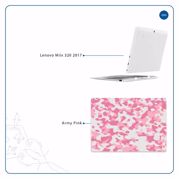 برچسب پوششی ماهوت مدل Army-Pink مناسب برای تبلت لنوو Miix 320 2017