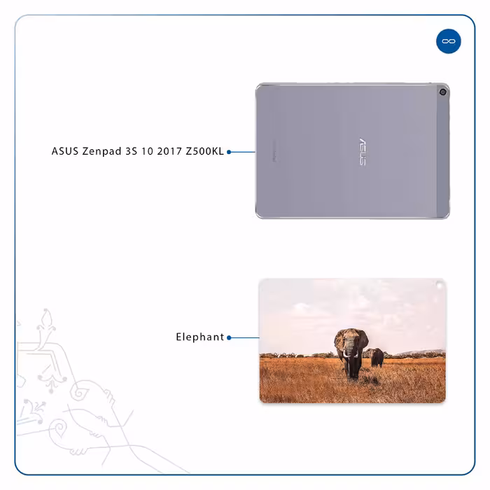 برچسب پوششی ماهوت مدل Elephant مناسب برای تبلت ایسوس Zenpad 3S 10 2017 Z500KL
