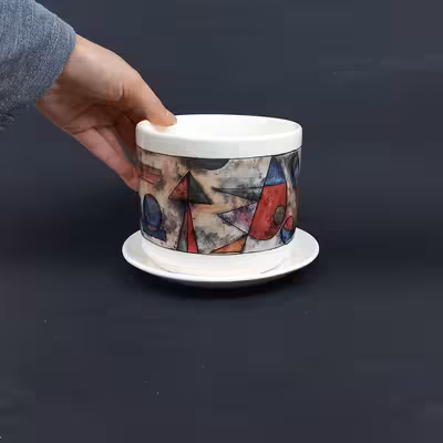 ست گلدان و زیرگلدانی سرامیکی طرح انتزاعی مدل بوهو