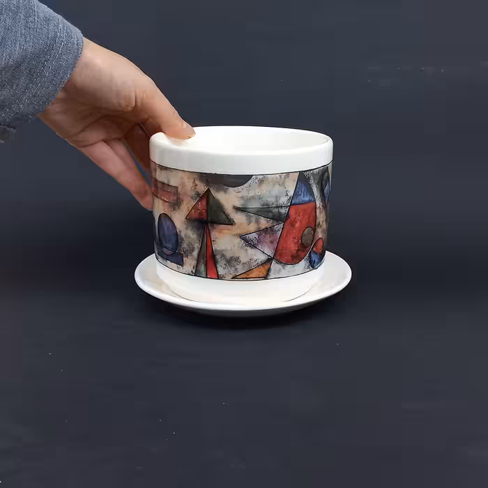 ست گلدان و زیرگلدانی سرامیکی طرح انتزاعی مدل بوهو