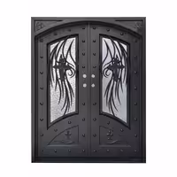 درب آهنی ورودی ساختمان دو لنگه فرفروژه کد 1122