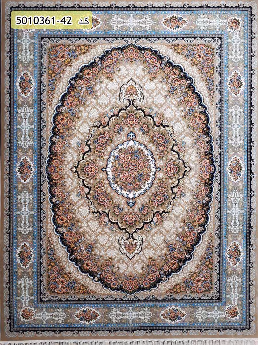 فرش 1200 شانه طرح پریناز زمینه بژ کاشان