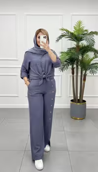 شومیز شلوار زنانه مدل ساناز جنس بابوس