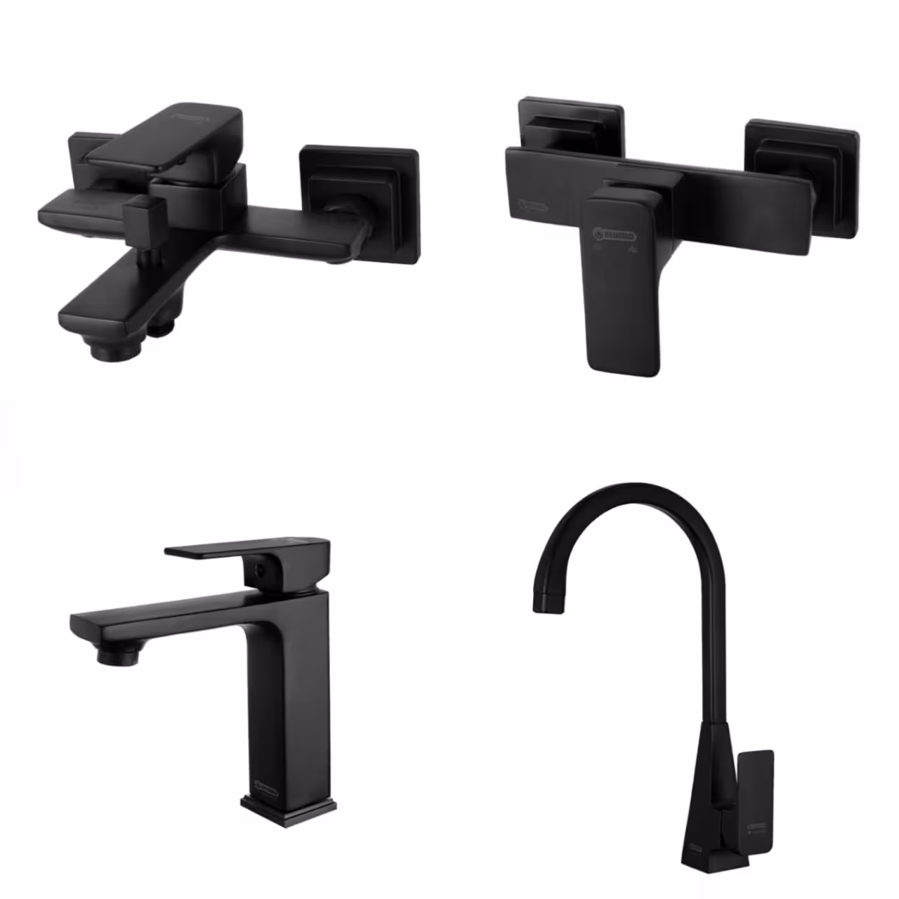 ست چهارتکه شیرآلات درخشان مدل سوپرفلت مشکی