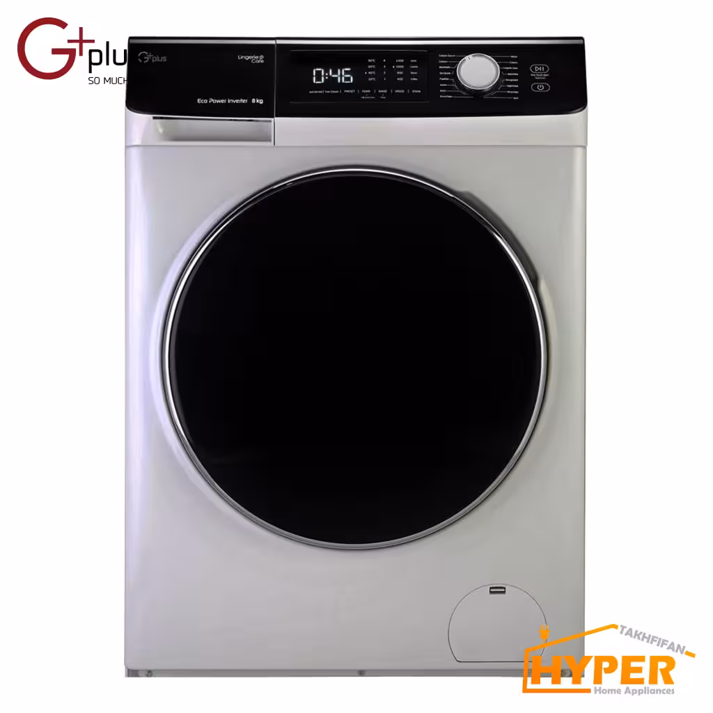 ماشین لباسشویی جی پلاس GWM-K846S نقره ای 8 کیلویی