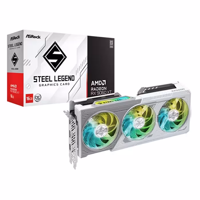 کارت گرافیک ازراک AMD Radeon RX 9060 XT Steel Legend 16GB OC White