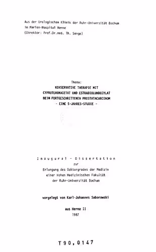 خرید و دانلود نسخه کامل کتاب Konservative Therapie mit Cyproteronacetat und Estradiolundecylat beim Fortgeschrittenen Prostatacarcinom: Eine 5-Jahres-Studie