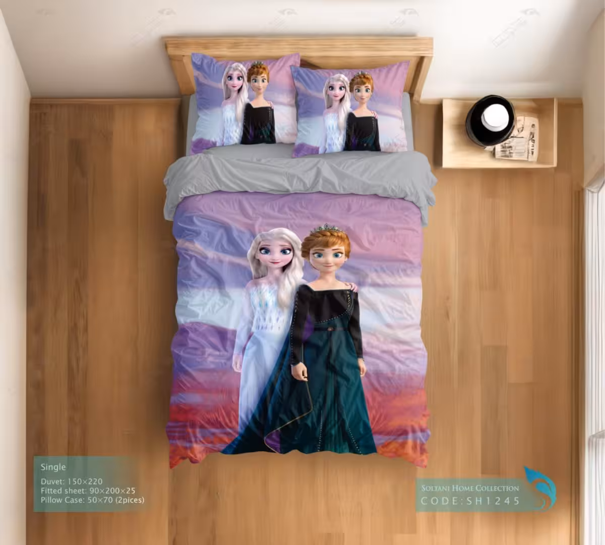 روتختی و ست کامل طرح السا و آنا سایز یکنفره کد SH1245