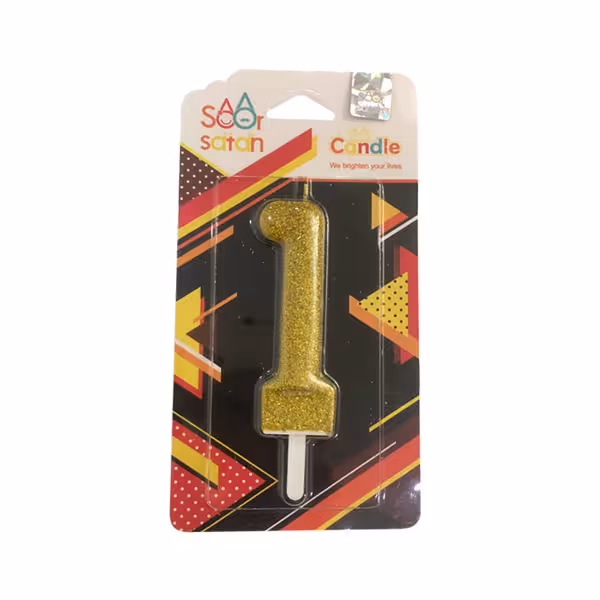 شمع تولد عدد 1 طلایی اکلیلی