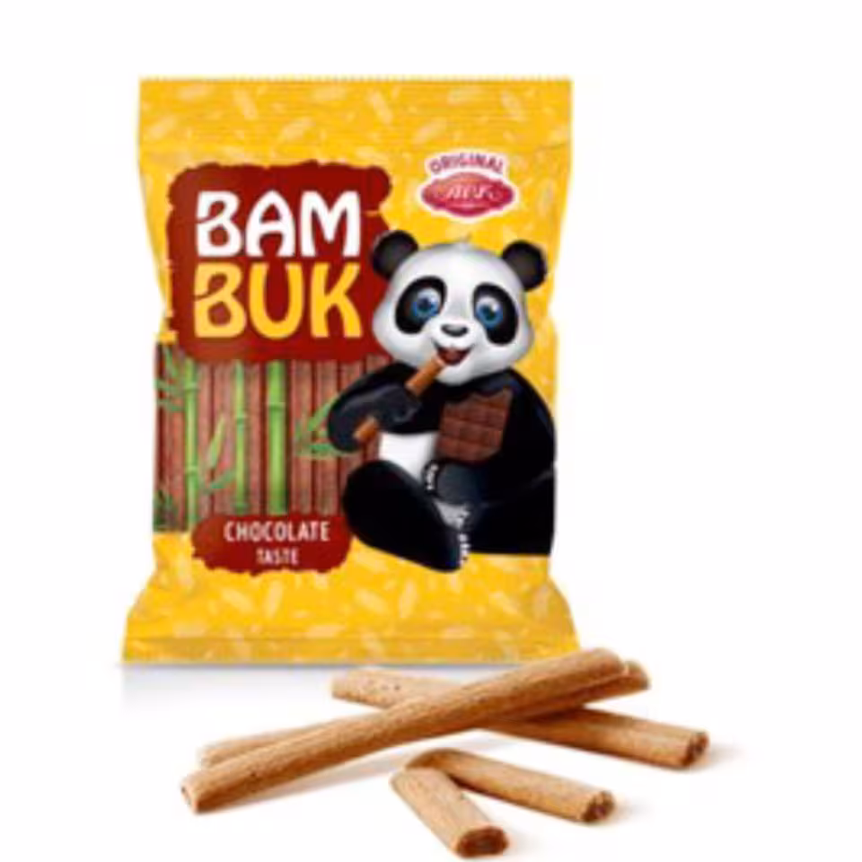 بیسکوییت رولی با طعم شکلاتی بامبوک 200 گرمی Bambuk