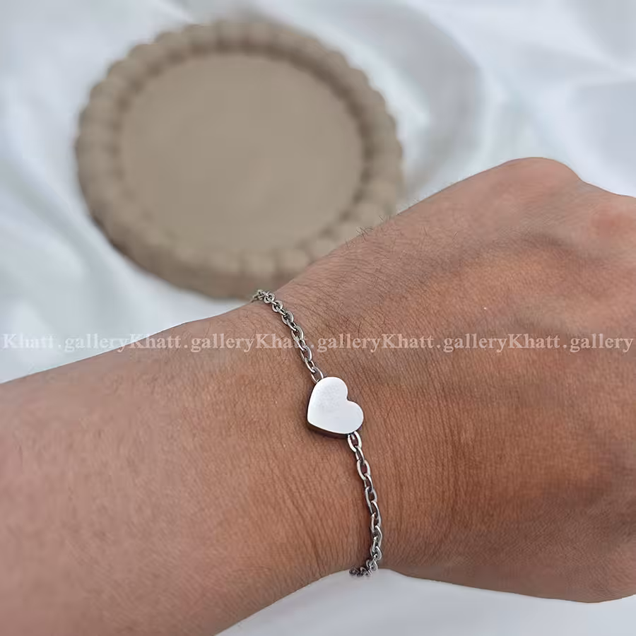 دست بند قلب برجسته استیل
