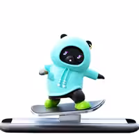 دکوری متحرک ماشین خرس اسکیت سوار ( سبز رنگ )