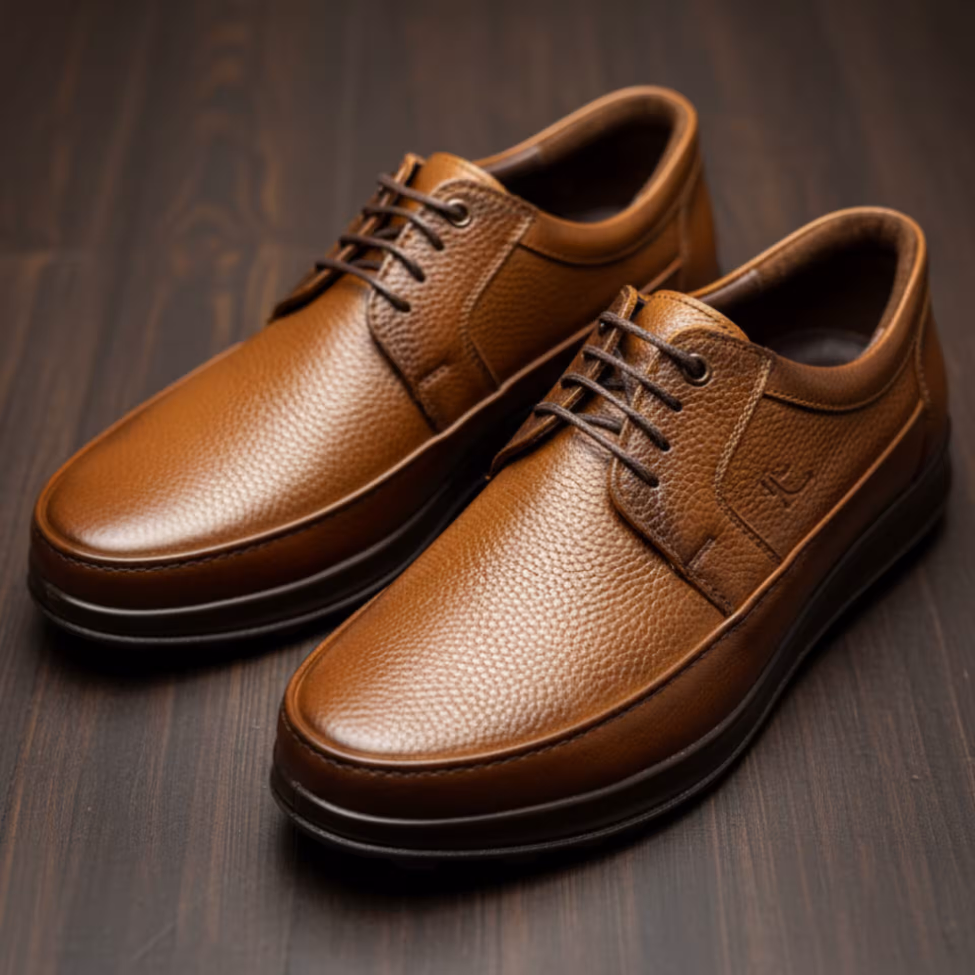 کفش چرم مردانه طبی کد TB043TN رنگ عسلی