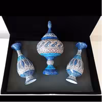 ست سه تکه گلدان 20 و شکلات خوری 25 مینا کاری