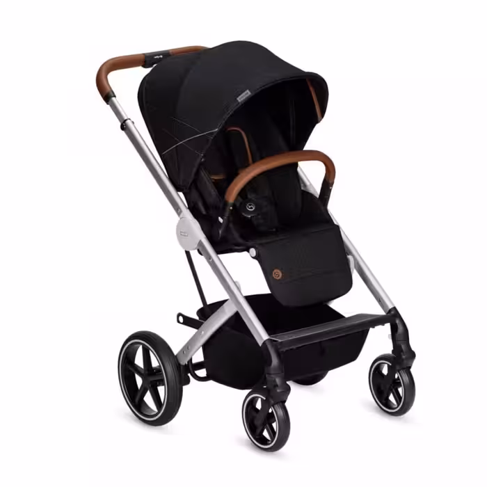 کالسکه کریر سایبکس بالیوس اس مشکی  و کریر جدید ایتون 5 سایبکس مشکی  سایبکس با دسته و گارد قهوه ای چرم مدل بالیوس اس CYBEX BALIOS S DENIM- BLACK