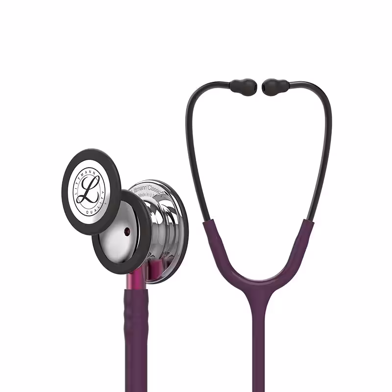 گوشی پزشکی لیتمن مدل کلاسیک 3 رنگ بنفش بادمجانی آینه‌ای صورتی 5960 | Littmann Classic iii 5960